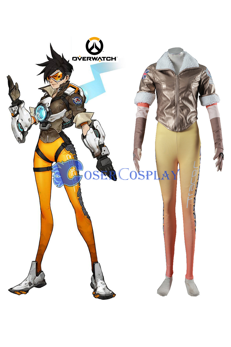 Overwatch OW Tracer Lena Oxton Uniform Cosplay Costume